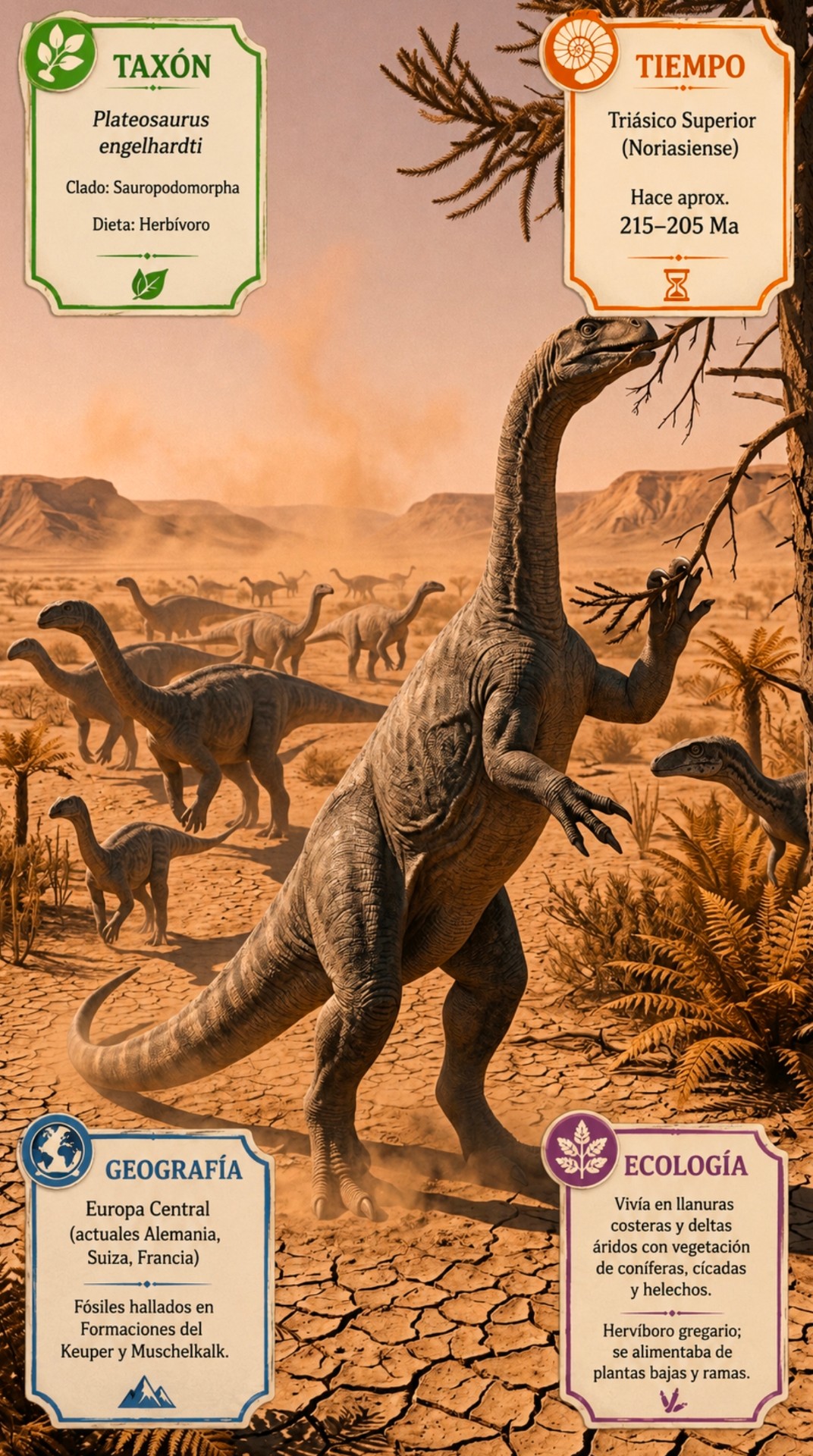 Detalle anatómico de las extremidades y garras de Plateosaurus